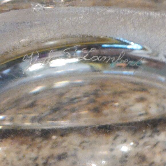 VTG Signed Val St. Lambert France Wave Crystal Clear Ashtray Trinket Dish - Picture 15 of 15